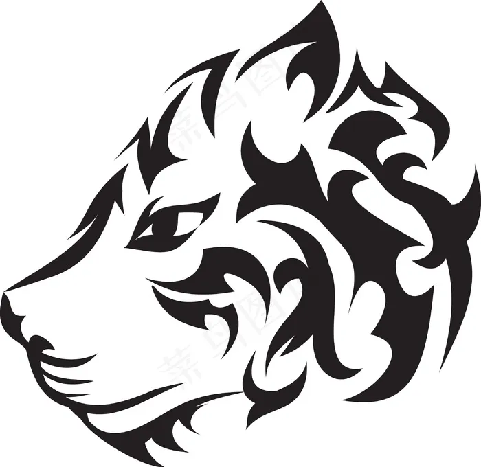 老虎头部落矢量元素eps,ai矢量模版下载
