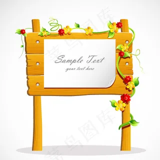 矢量精美木板公示牌素材