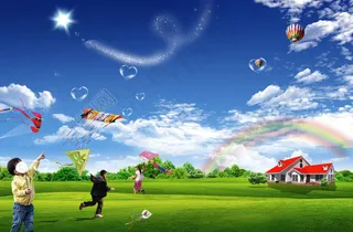 小学生春天郊游海报素材 清新自然图片