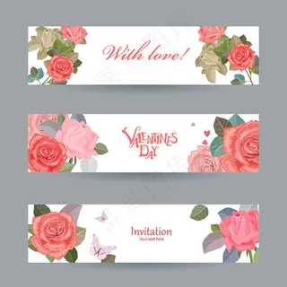 母亲节玫瑰花装饰横幅矢量