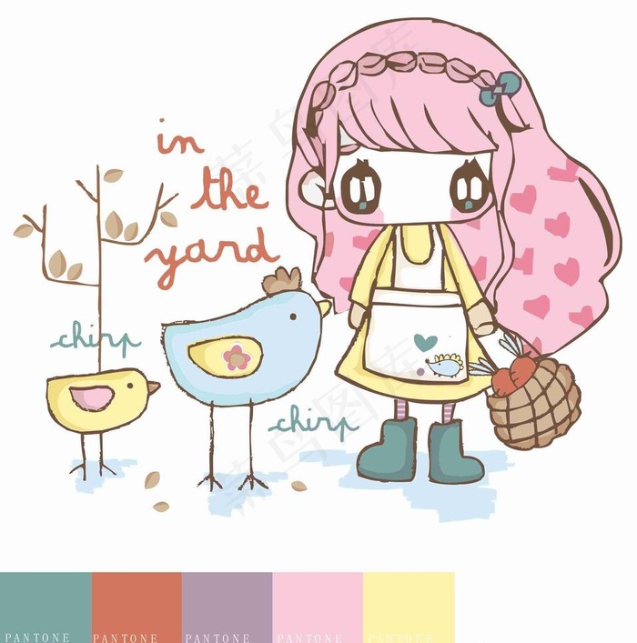 小女孩 矢量图 卡通图片cdr矢量模版下载