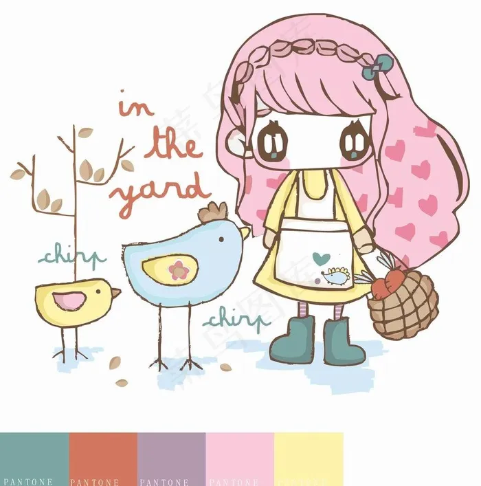 小女孩 矢量图 卡通图片cdr矢量模版下载