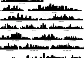 世界城市剪影矢量素材2