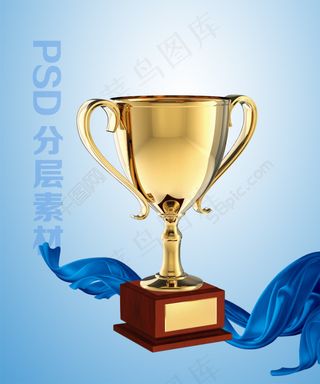奖杯 丝带 金色奖杯 底座
