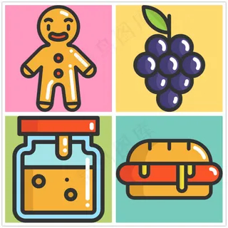 可爱手绘美食icon图标设计