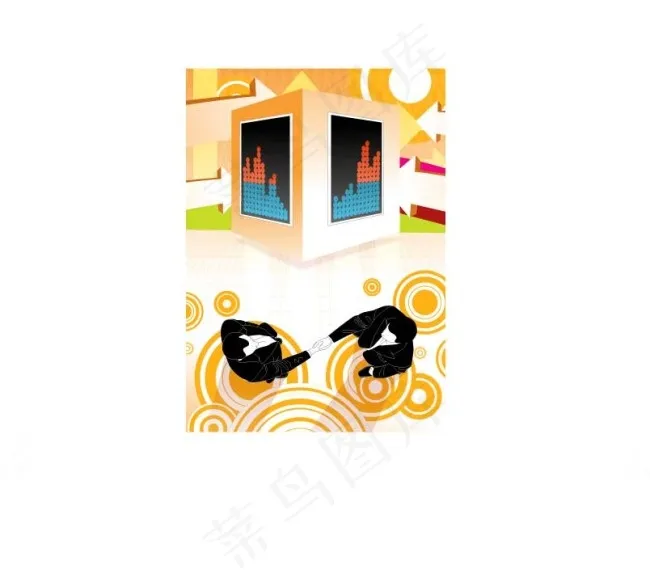 人物剪影花纹花边图ai矢量模版下载