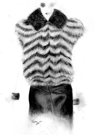 皮草上衣皮裙设计图