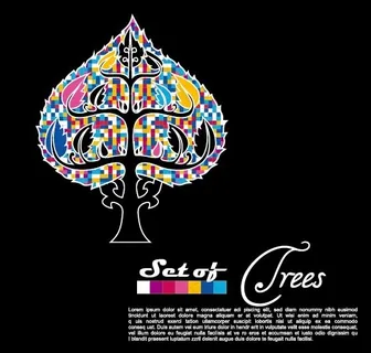 抽象绚丽彩色树木矢量图素材