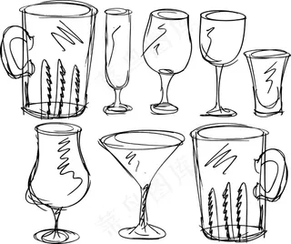 各种类型眼镜矢量插画