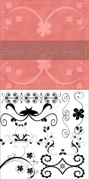 卷曲欧式花纹笔刷螺旋状花纹笔刷装饰...