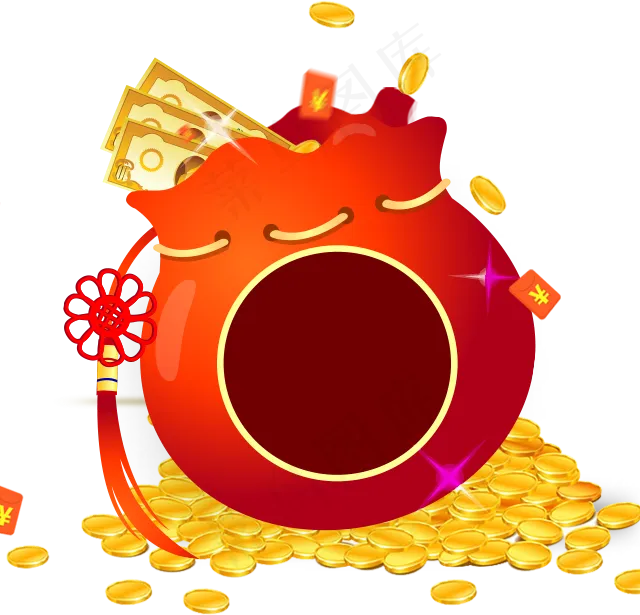 卡通红包金币PNG透明背景免扣素材
