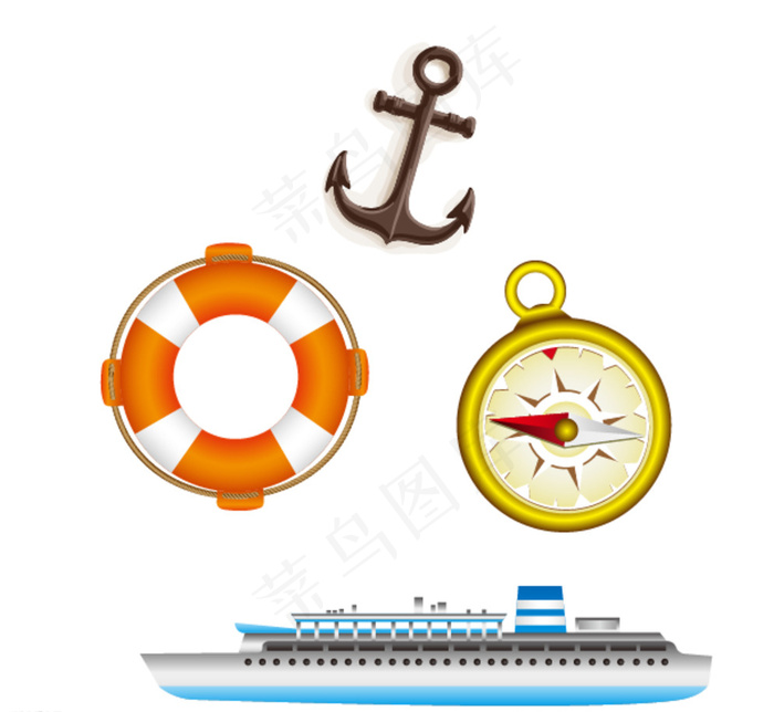 指南针 游轮 船锚 救生圈图片