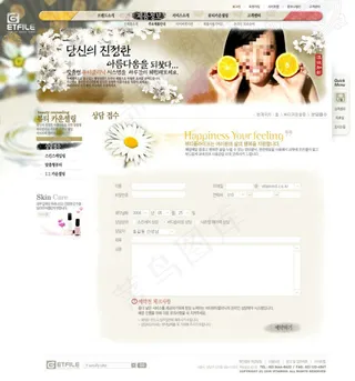 橙子美人花朵网页psd模板