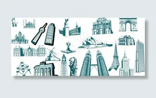 具有里程碑意义的剪影矢量素材