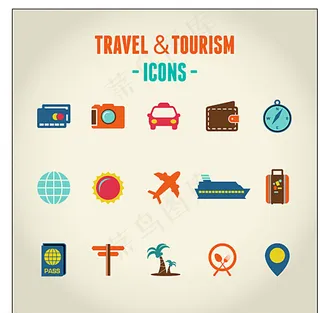 扁平化旅游图标矢量素材图片