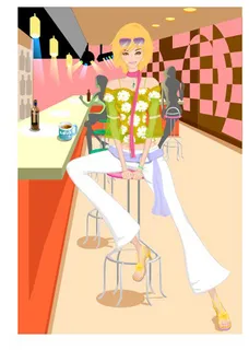 咖啡厅酒吧坐着的美女