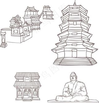 手绘山西名胜古迹