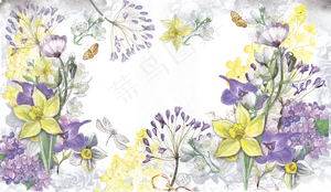唯美水彩手绘花卉1PSD17PNG