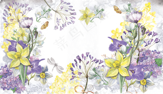 唯美水彩手绘花卉1PSD17PNG