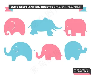 大象剪影素材