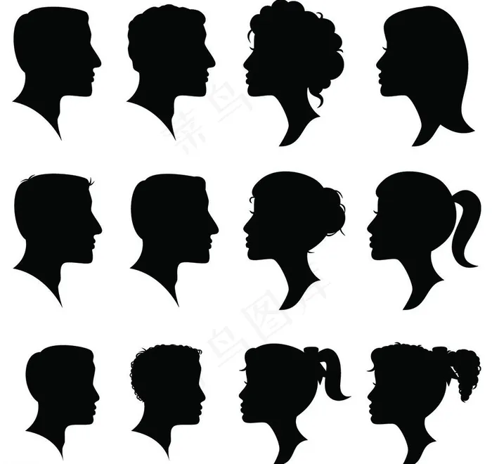 人头剪影图片eps,ai矢量模版下载