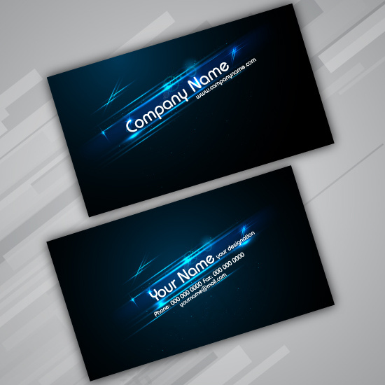 蓝色光线名片设计矢量素材