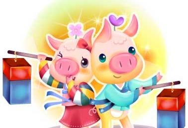 2007最新韩国新春情侣猪矢量图1...