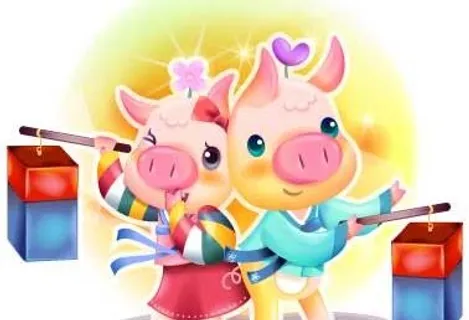 2007最新韩国新春情侣猪矢量图1...