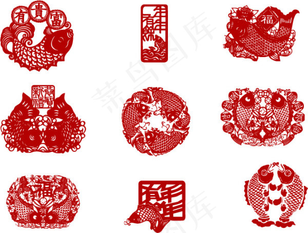 鱼每年的古典矢量素材