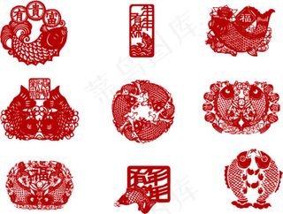 鱼每年的古典矢量素材