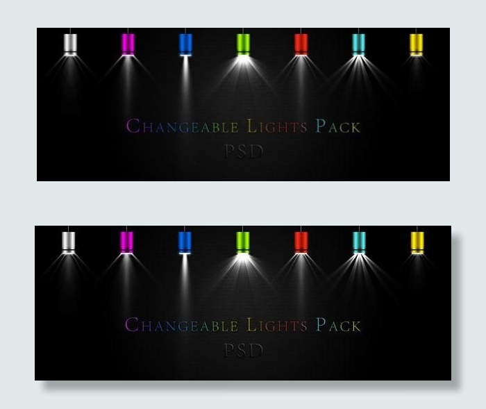 多色组合的炫彩射灯psd分层