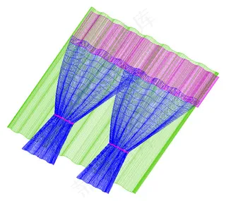 直帘头双束背纱帘