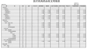 医疗机构药品收支明细表