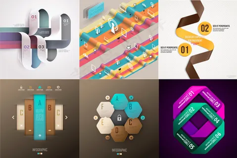 数字信息标签环绕彩带六边形