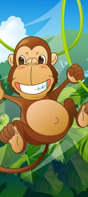 可爱动物绿色绳子猴子图片