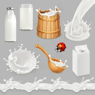 卡通立体天然牧场牛奶矢量素材