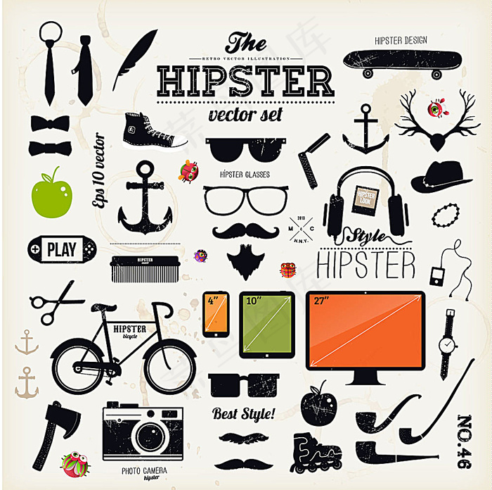 可爱卡通潮人风格图标