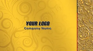 金黄色尊贵大气欧式花纹浮雕名片设计