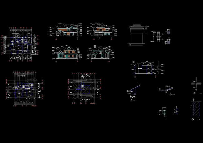 别墅平立面cad图纸