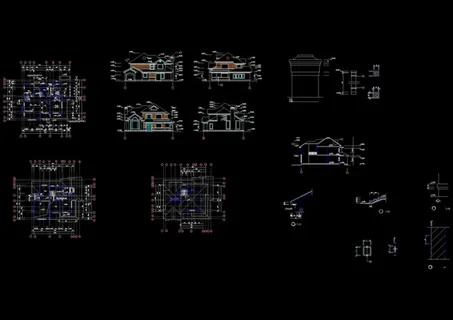 别墅平立面cad图纸