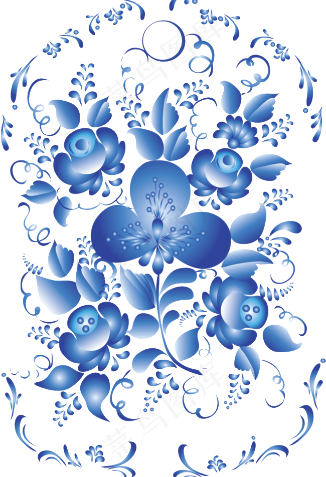 50款中国风传统青花瓷花纹png免...(650X952)