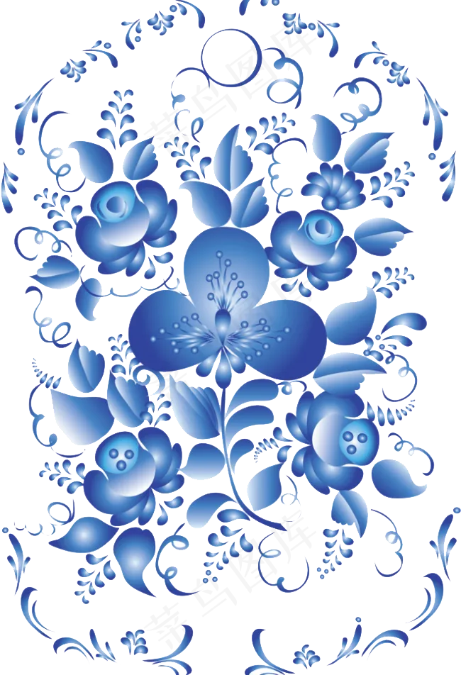 50款中国风传统青花瓷花纹png免...(650X952)
