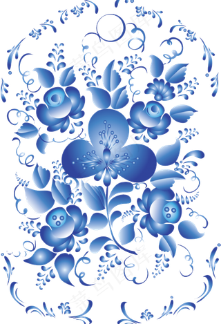 50款中国风传统青花瓷花纹png免...