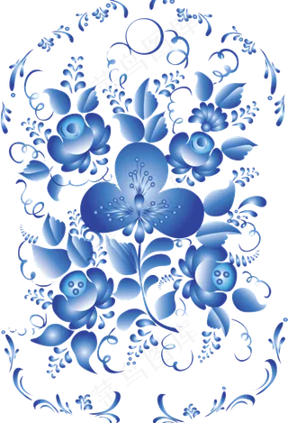 50款中国风传统青花瓷花纹png免...