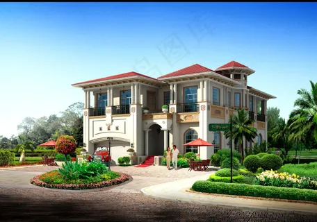 别墅效果图psd分层素材图片