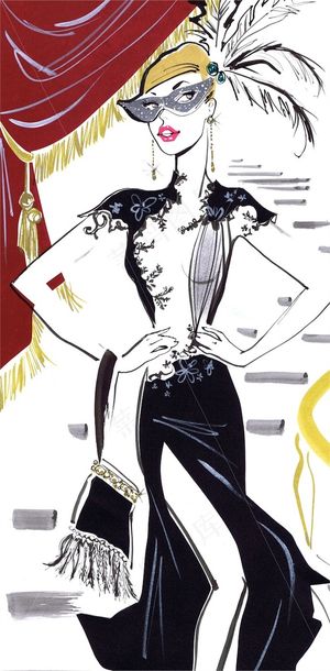 黑色开叉裙设计图