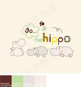 卡通动物插画配色卡矢量素材