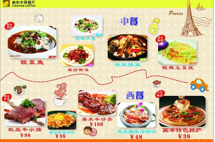 画布咖啡 餐垫纸图片(297X210)cdr矢量模版下载