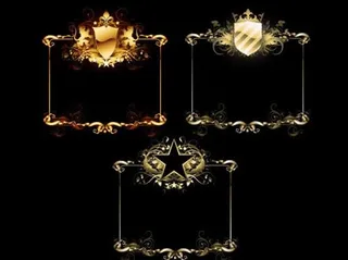 盾牌五角星欧式边框矢量素材