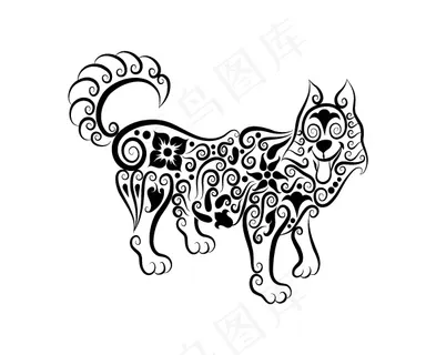 卡通猎狗小狗剪纸剪影分层